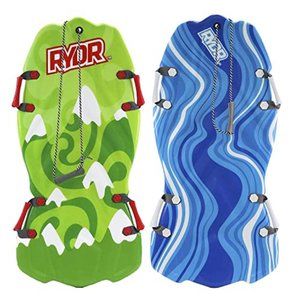 45 Inch Molded Snow Sled (Lime) - Two Riders - Kids Winter Foam Sled - Downhil